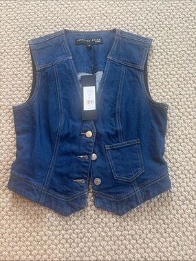 Veronica Beard Valeria Denim Button Vest